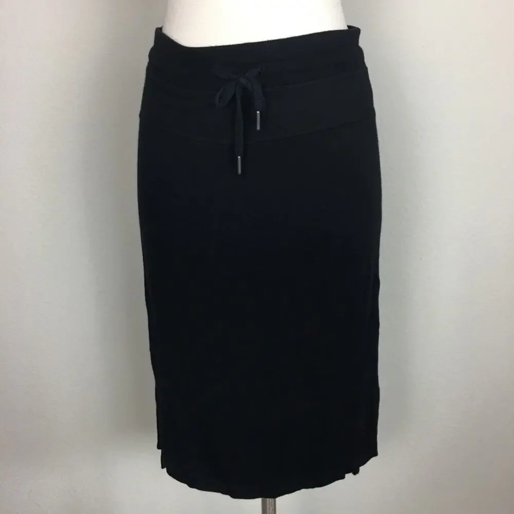 Athleta Black Knit Pull On Tie Waist  Straight Skirt XS